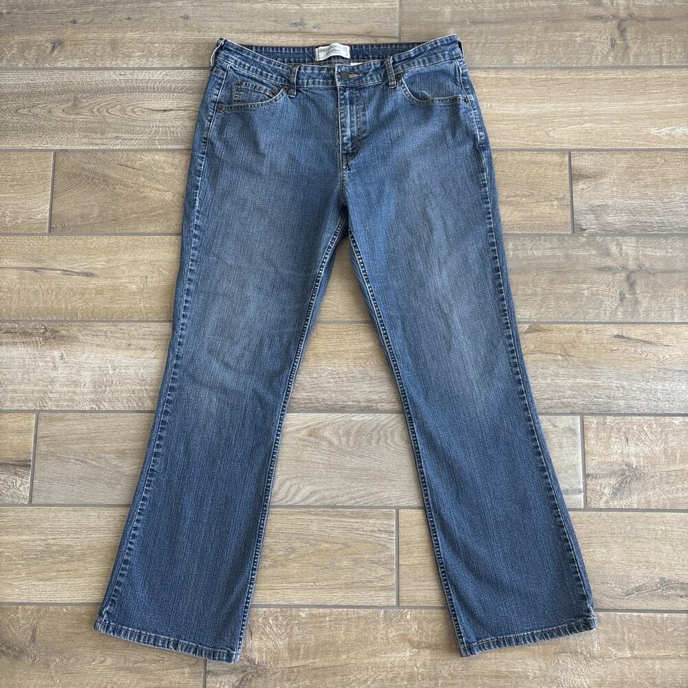 Levi Strauss Signature Bootcut Jeans Women Size 14 Blue Low Rise Stretch Denim